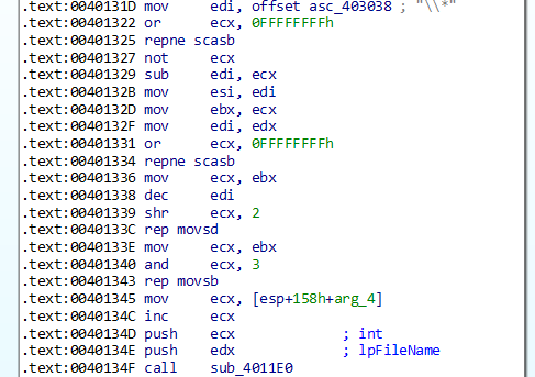 ASCII string followed by a call to a subroutine