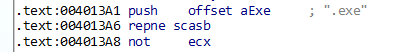 .exe being pushed onto the stack