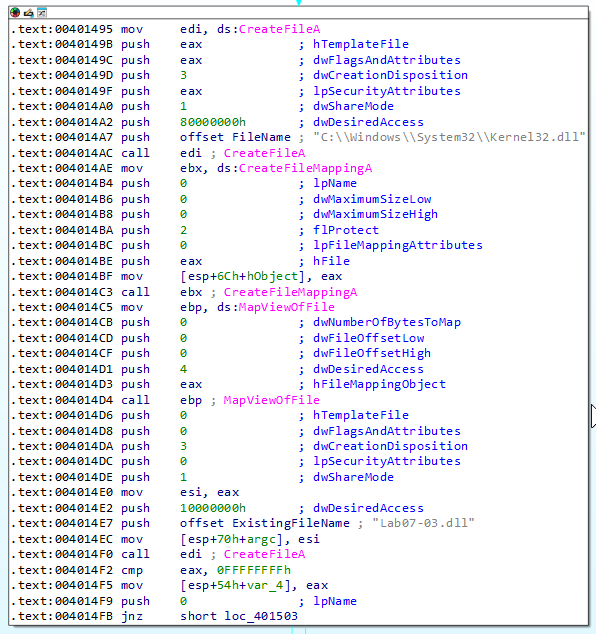 Calling file mapping functions