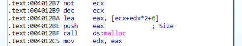Call to malloc in the second big block of code